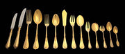 Societe Parisienne d'Orfevrerie (Odiot) - 184pc. French Gold Plated Sterling Silver (Vermeil) Flatware Set + Cabinet