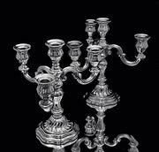 Tetard - Two 4-Candle Antique French Louis XVI 950 Sterling Silver Candelabra + Storage Wraps, Museum Quality
