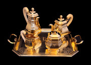 Henin & Cie - 5pc. Antique French Vermeil Tea Set + Storage Wraps