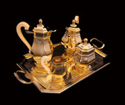 Henin & Cie - 5pc. Antique French Vermeil Tea Set + Storage Wraps