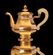 Henin & Cie - 5pc. Antique French Vermeil Tea Set + Storage Wraps