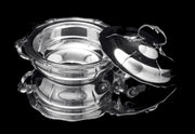 Odiot - 5pc. Antique French Sterling Silver Table Serving Set - Covered Vegetable Server + 2 Round Serving Platters - MINT !