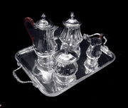 Puiforcat (Hermes): 4pc. Antique French Louis XVI Sterling Silver Tea Set + Tetard Sterling Serving Tray - MINT !