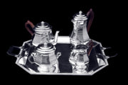 Puiforcat (Hermes) & Christofle:  5pc. Original French Art Deco Sterling Silver Tea Set - MINT !