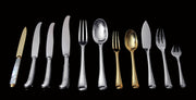 Puiforcat (Hermes) - 140pc. Antique French Sterling Silver & Vermeil Flatware Set, Mazarin Pattern.