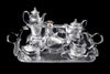 Orfevre Gallia - 7pc. Extremely Rare, Original French Art Nouveau Silver Plate Tea Set Including Serving Tray and “Carnation” hors-d'œuvre Serving Platter !