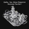 Orfevre Gallia - 7pc. Extremely Rare, Original French Art Nouveau Silver Plate Tea Set Including Serving Tray and “Carnation” hors-d'œuvre Serving Platter !