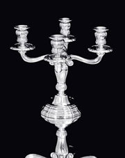 Henin - Two 4-Candle 950 Sterling Silver Candelabra 19th Century, Museum Quality.