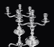 Henin - Two 4-Candle 950 Sterling Silver Candelabra 19th Century, Museum Quality.