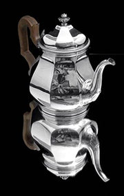Tetard - 6pc French Art Deco (Gatsby Era) 950 Sterling Silver Tea Coffee Set + Storage Wraps, Museum Quality