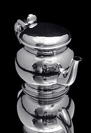 Puiforcat (Hermes) - 6pc. Hammer Finish 950 Sterling Silver Art Deco Tea Set + Serving Tray