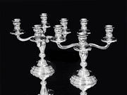 Henin - Two 4-Candle 950 Sterling Silver Candelabra 19th Century, Museum Quality.