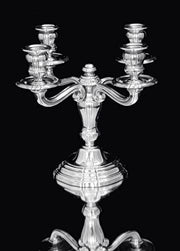 Henin - Two 4-Candle 950 Sterling Silver Candelabra 19th Century, Museum Quality.