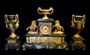 J. Charpentier - Gold Plated Bronze and Marble Mantel Clock Set, Museum Quality