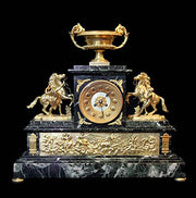 J. Charpentier - Gold Plated Bronze and Marble Mantel Clock Set, Museum Quality