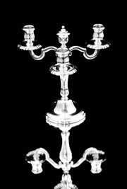 Christofle Collection Gallia - Stunning Pair of 3-Candle Silver Plated Candelabra + Wraps, Like New !