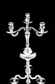 Christofle Collection Gallia - Stunning Pair of 3-Candle Silver Plated Candelabra + Wraps, Like New !