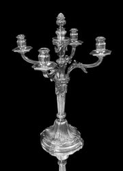 Cardeilhac (Christofle) - Two 5-Candle French 950 Sterling Silver Louis XVI Candelabra, 1890s