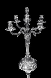 Cardeilhac (Christofle) - Two 5-Candle French 950 Sterling Silver Louis XVI Candelabra, 1890s