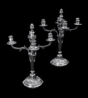 Cardeilhac (Christofle) - Two 5-Candle French 950 Sterling Silver Louis XVI Candelabra, 1890s